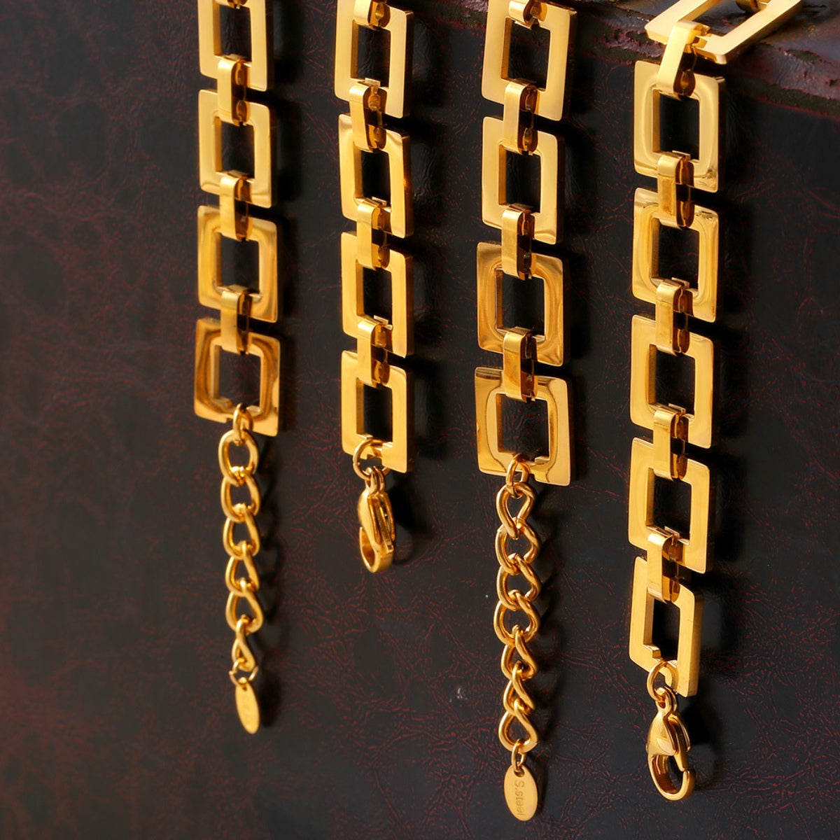 DCDI 18k Gold Plated Titanium Steel Square Link Chain Bracelet