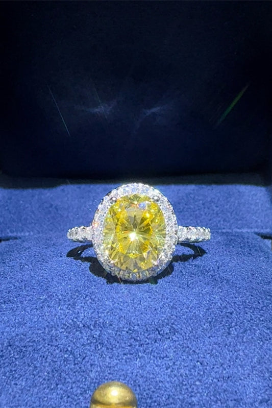 DCDI 3 Carat Canary Yellow Moissanite 925 Sterling Silver Ring