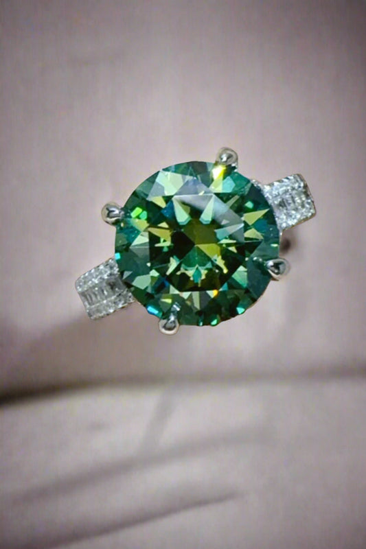 DCDI 5 Carat Drk Green Moissanite 925 Sterling Silver Ring