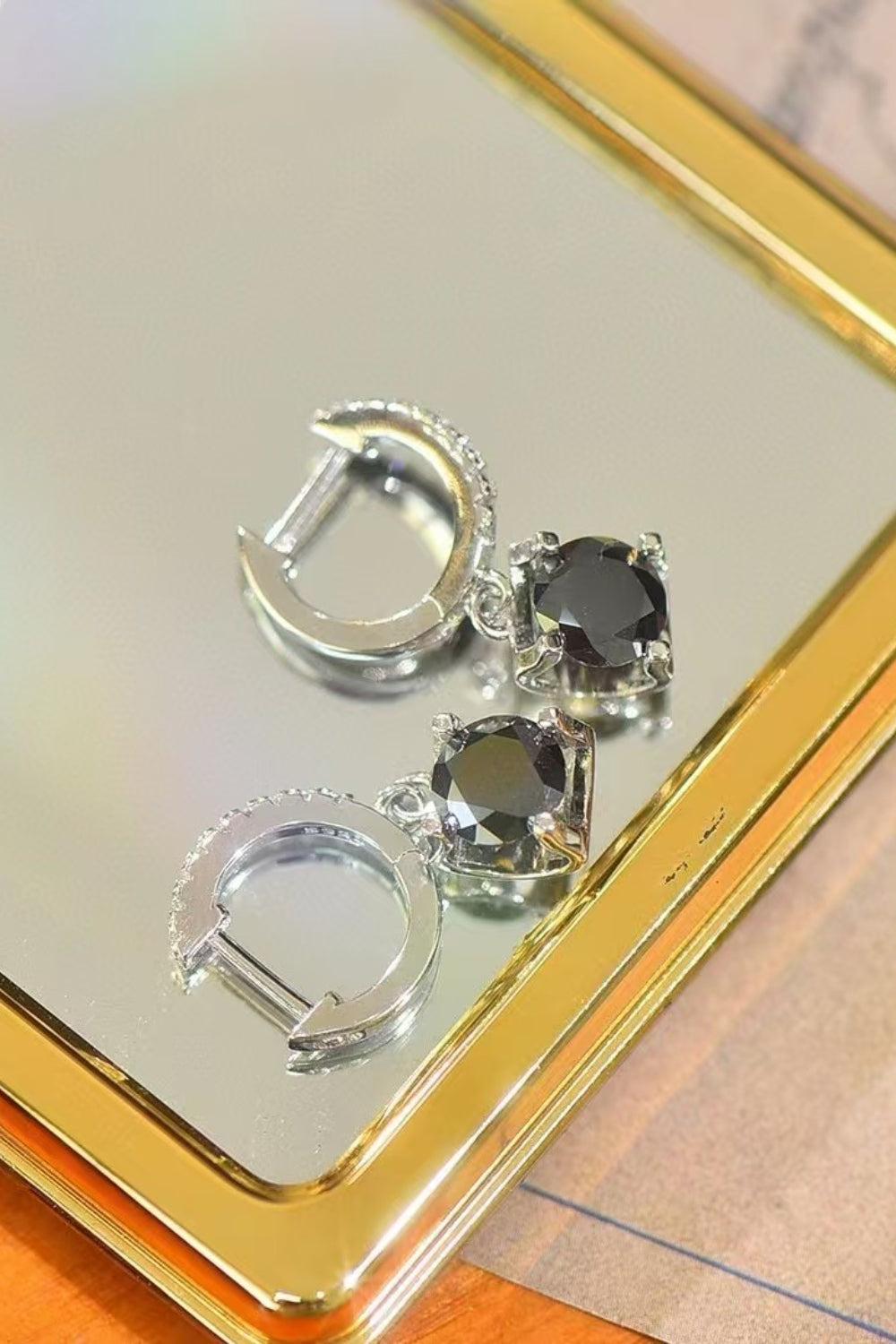DCDI 2 Carat Black Moissanite 925 Sterling Silver Drop Earrings
