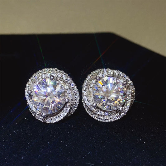 DCDI 6 Carat Blooming Moissanite 925 Sterling Silver Earrings