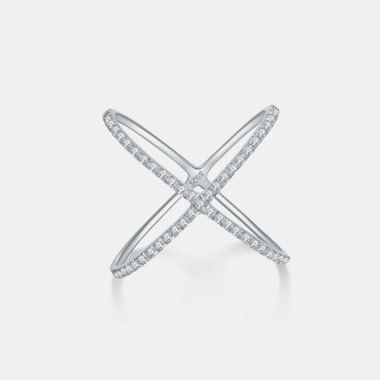 DCDI Matrix 925 Sterling Silver Moissanite Crisscross Ring