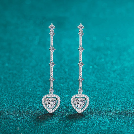 DCDI Heart Aligned 2 Carat Moissanite Zircon 925SS Earrings