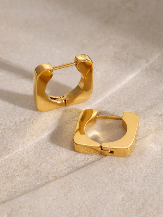 DCDI 18K Gold-Plated Stainless Steel Well Rounded Square Earrings