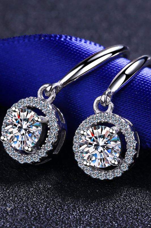 DCDI Galaxy 1 Carat Moissanite 925 Sterling Silver Drop Earrings
