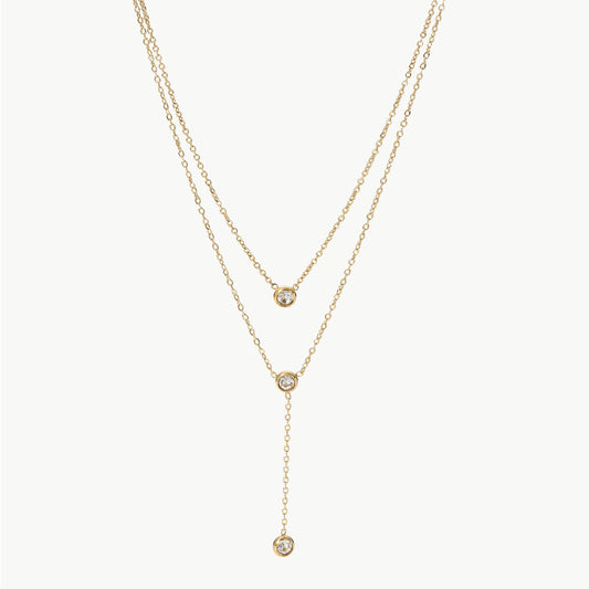 DCDI 18k Stainless Steel Zircon Sunshine Tier Necklace