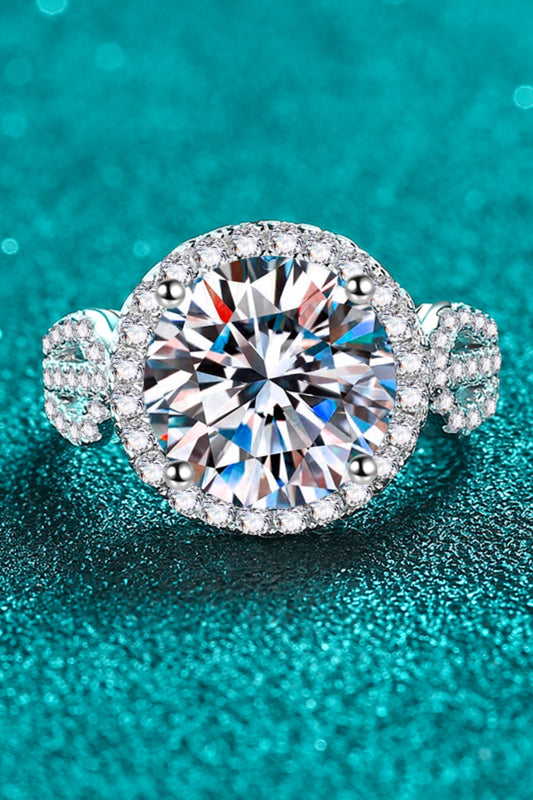 DCDI 5 Carat Round Cut Moissanite 925 Sterling Silver Ring