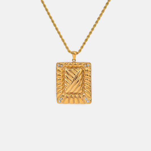DCDI Diamond Cut Frame Stainless Steel Pendant Necklace