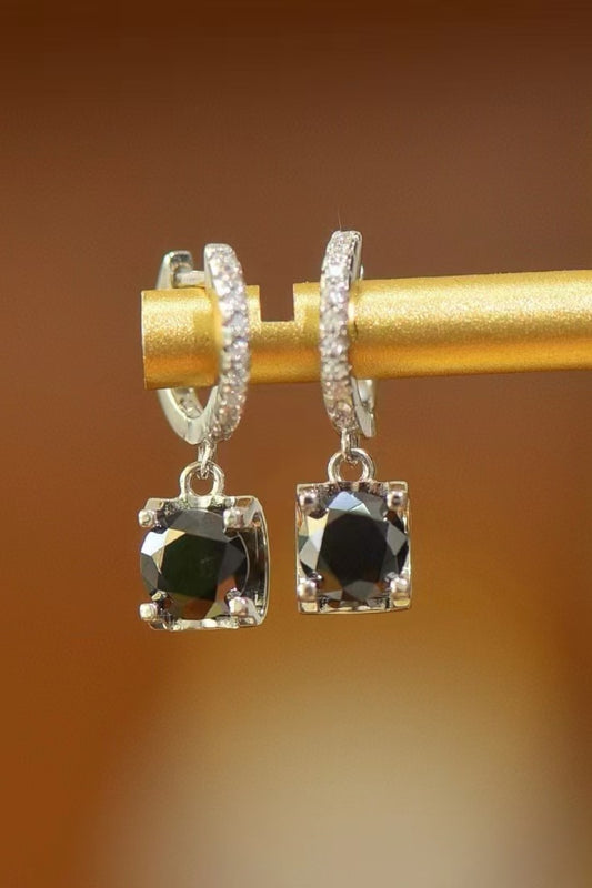 DCDI 2 Carat Black Moissanite 925 Sterling Silver Drop Earrings