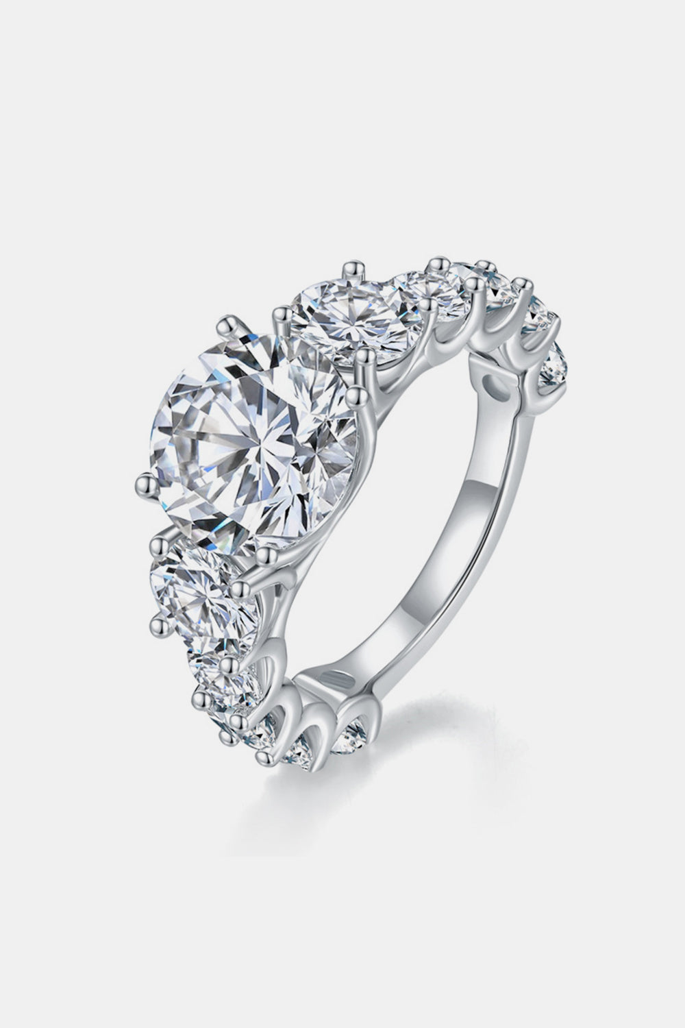 DCDI 8 Carat Round Cut Moissanite 925 Sterling Silver Ring