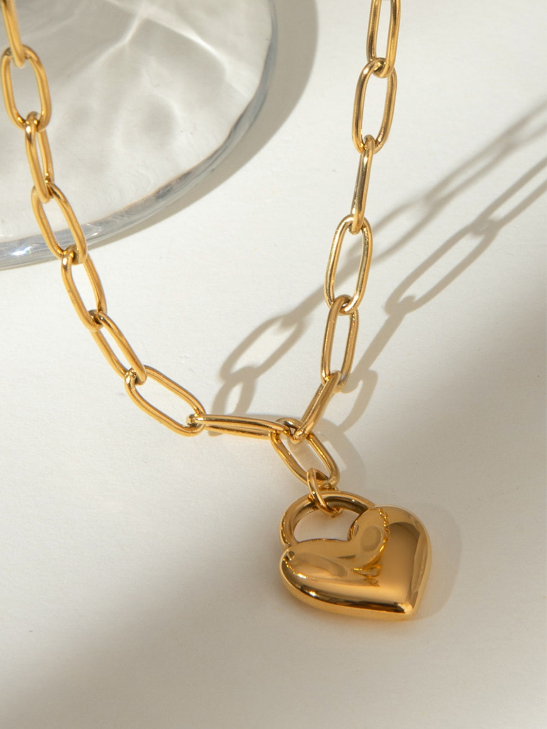 DCDI 18K Gold-Plated Stainless Steel Love Links Heart Pendant Necklace