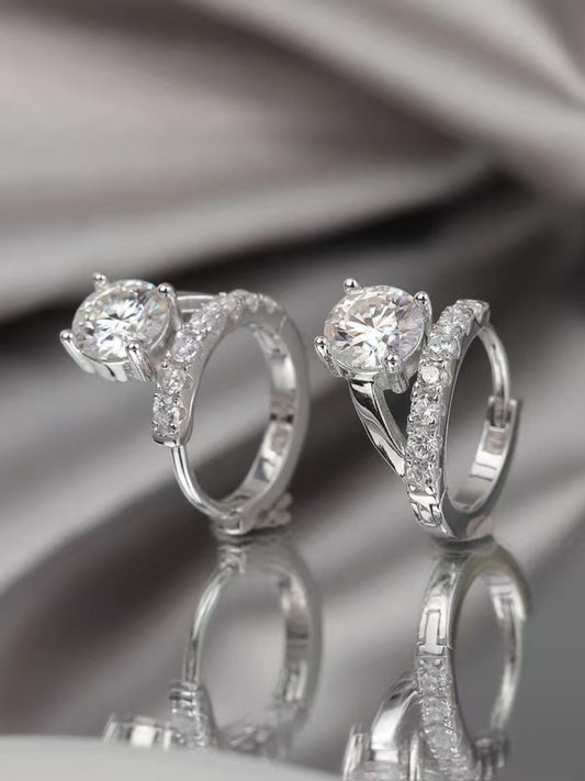 DCDI Journey -2 Carat Moissanite 925 Sterling Silver Huggie Earrings