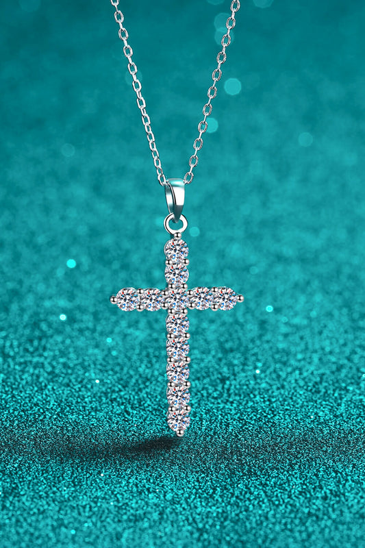 DCDI Adored 925 Sterling Silver Cross Moissanite Necklace