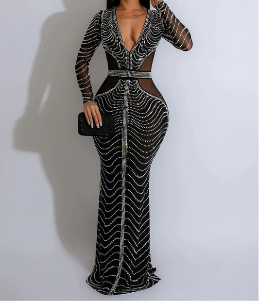 DCDI Luxury Diamond Hourglass Figure Floor Length Evening Gown