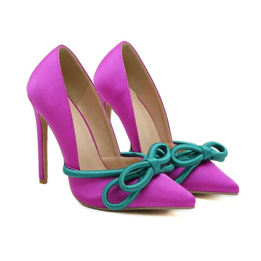 DS Designer Lavi Pointed Toe Silk Pumps