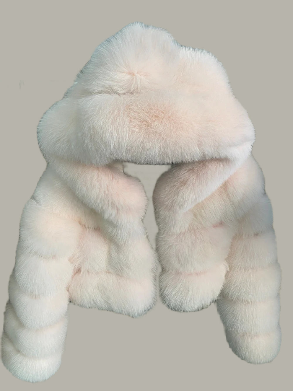 DS Designer 25427 Winter Luxury Hooded Fox Fur Jacket