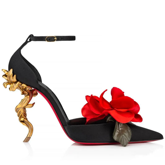 DS Designer Rose Petals Luxury Carved Stilettos