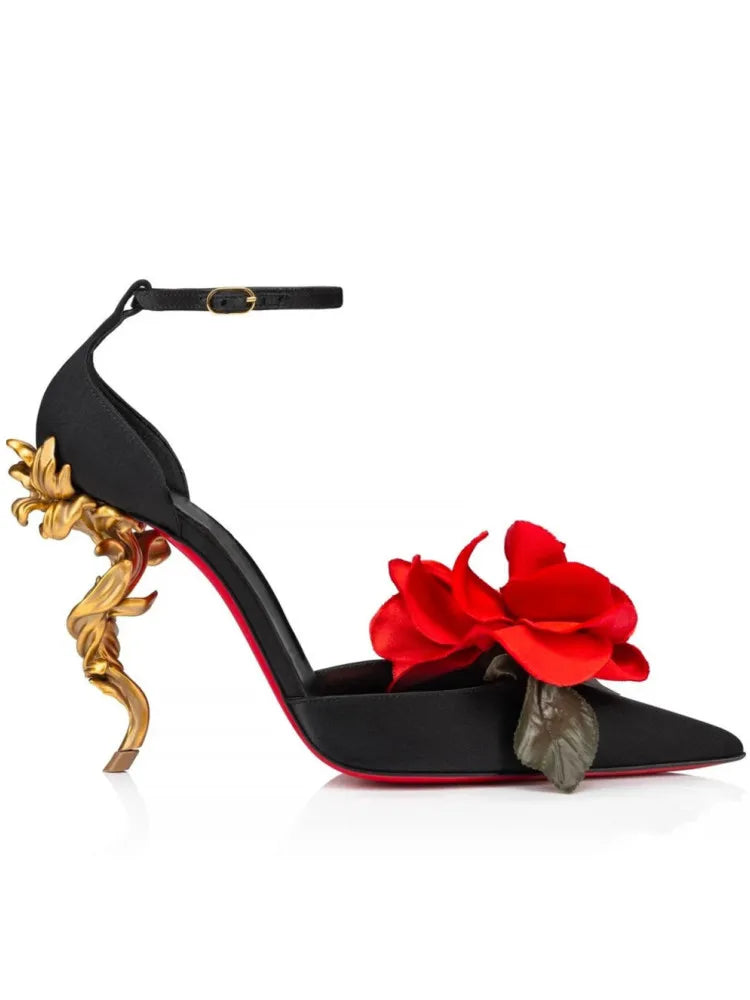 DS Designer Rose Petals Luxury Carved Stilettos