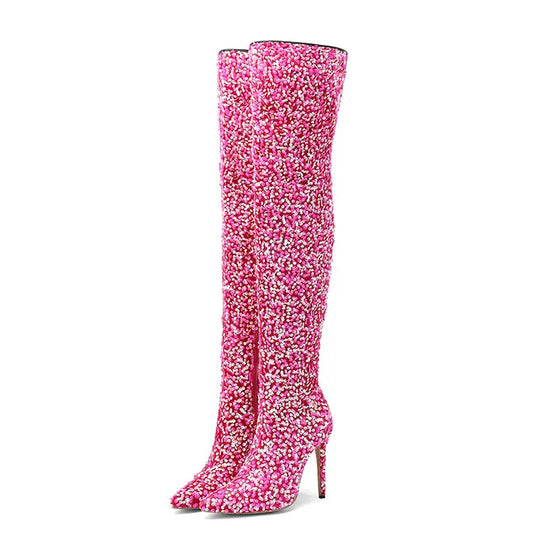 DCDI Stardom Luxury Sequined Over The Knee Stiletto Boots
