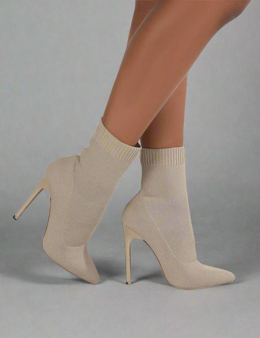 DS Designer Mamacita Pointed Toe Knitted Sock Boots