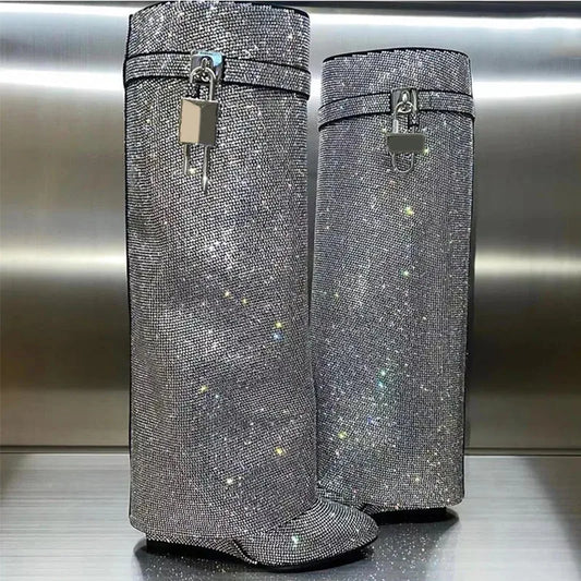 DCDI Harlem Lights Diamond Studded Knee High Boots
