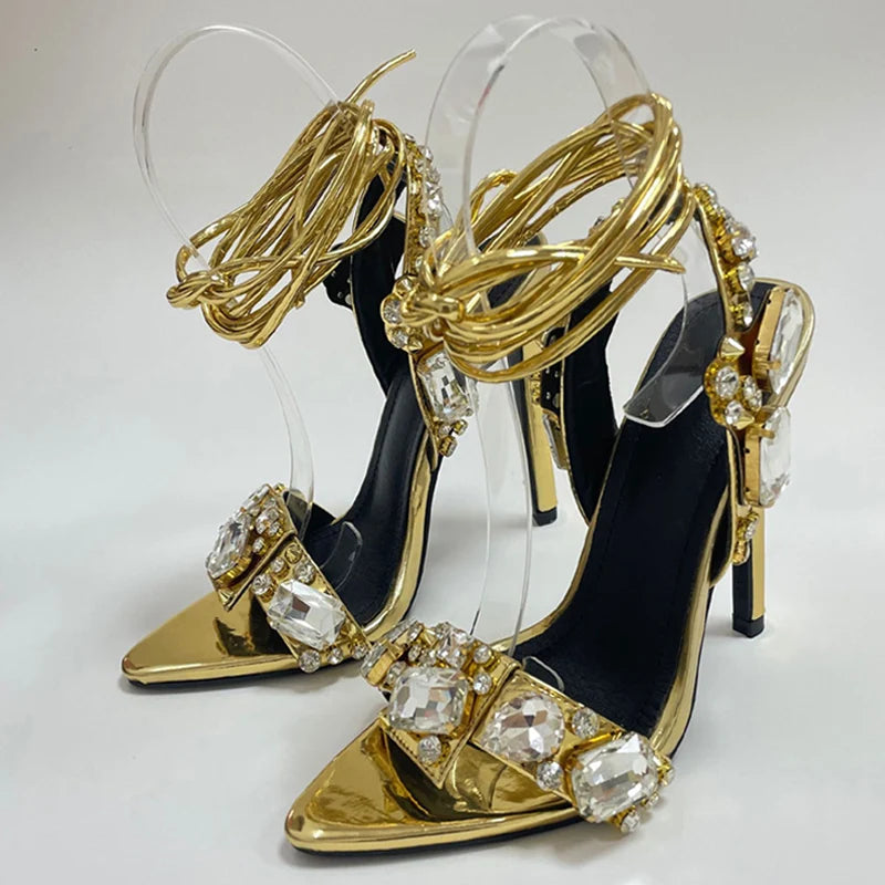 DCDI Nefertiti Diamond Studded Open Toe Stiletto