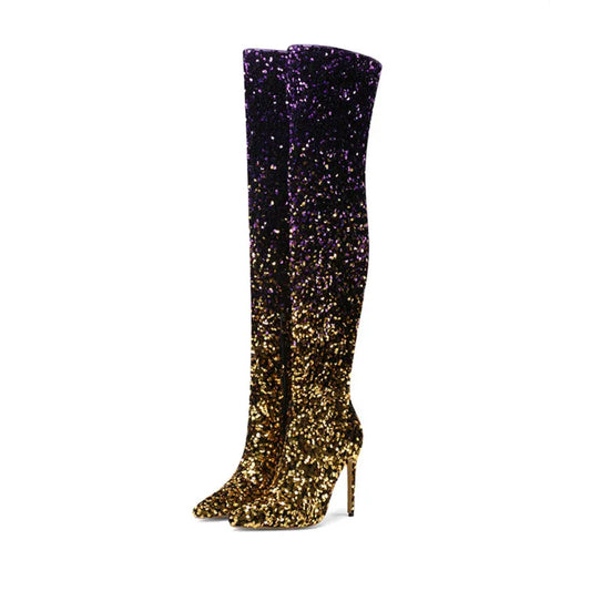 DCDI Stardom Luxury Sequined Over The Knee Stiletto Boots
