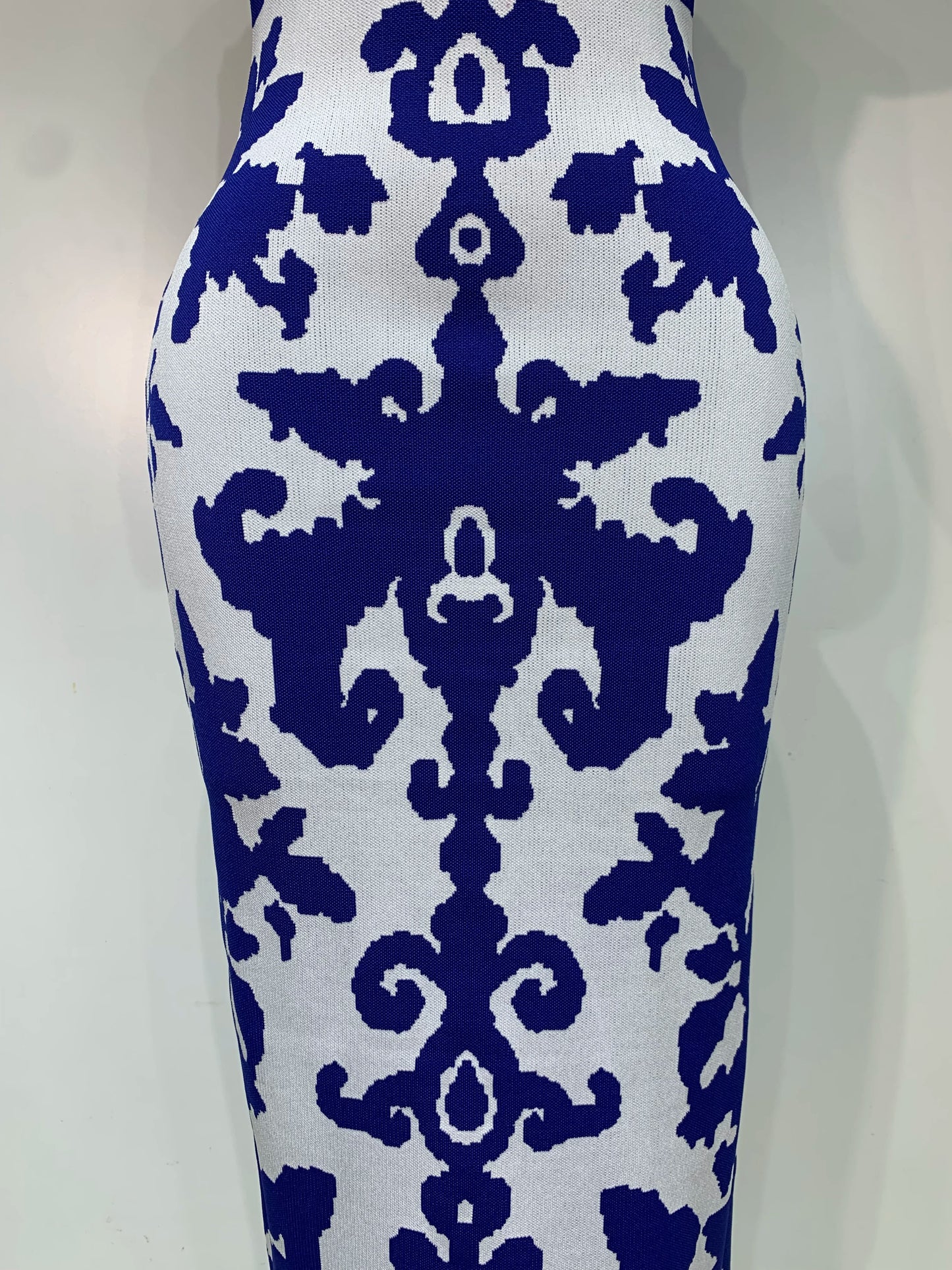 DS Designer 22-444 Blue Jacquard Evening Gown