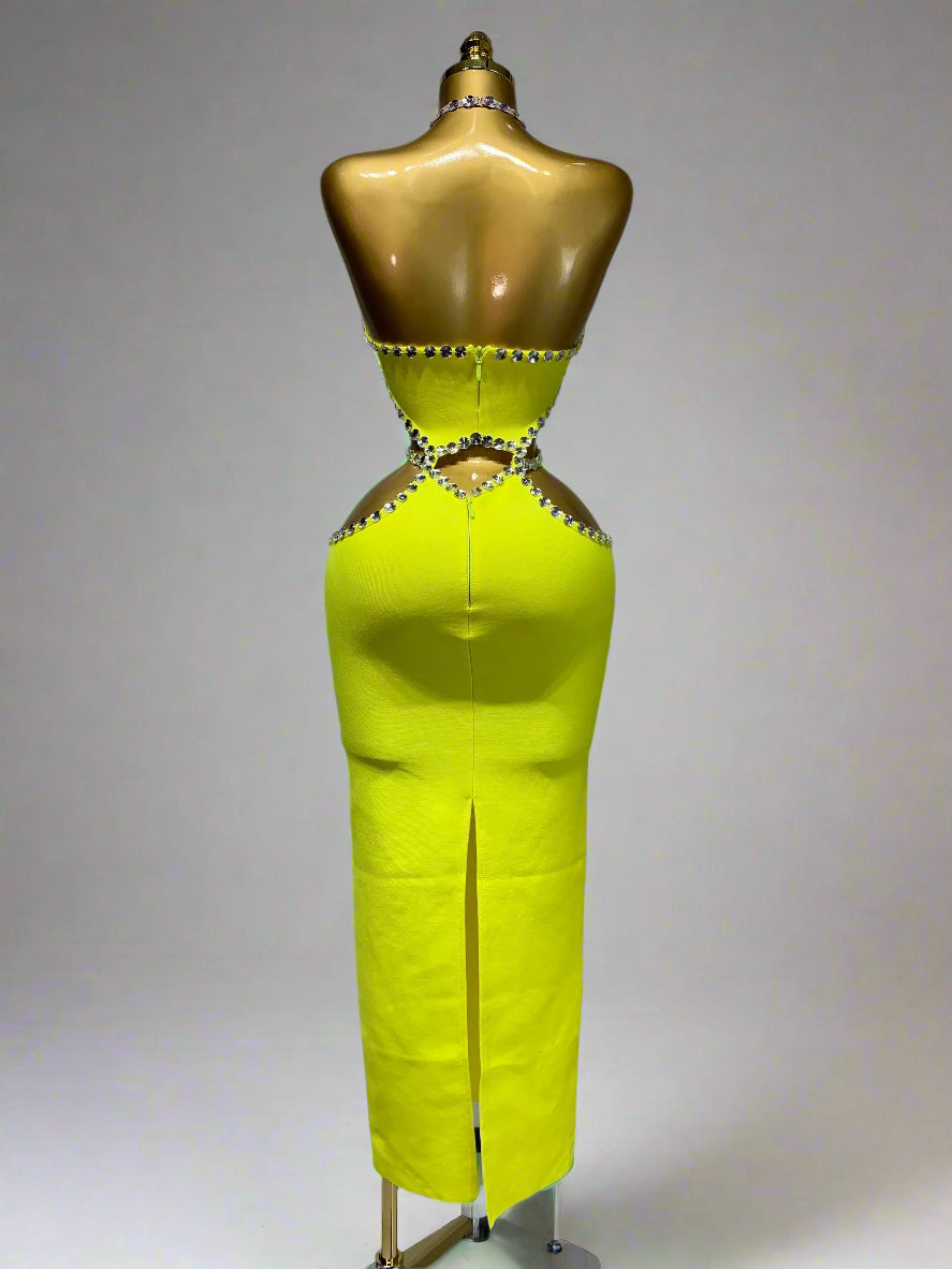 DCDI Limon' Luxury Diamond Embellished Bandage Evening Gown
