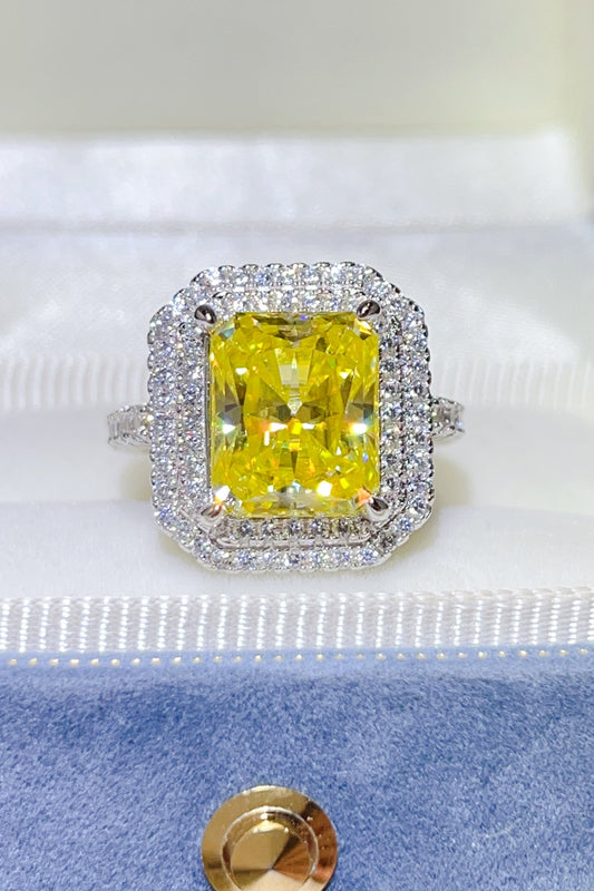 DCDI 2 Carat Yellow Moissanite 925 Sterling Silver Ring
