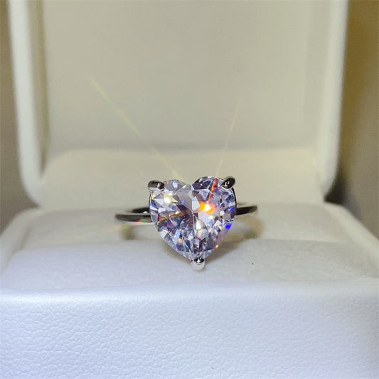 DCDI 5 Carat 925 Sterling Silver Moissanite Heart Shape Ring