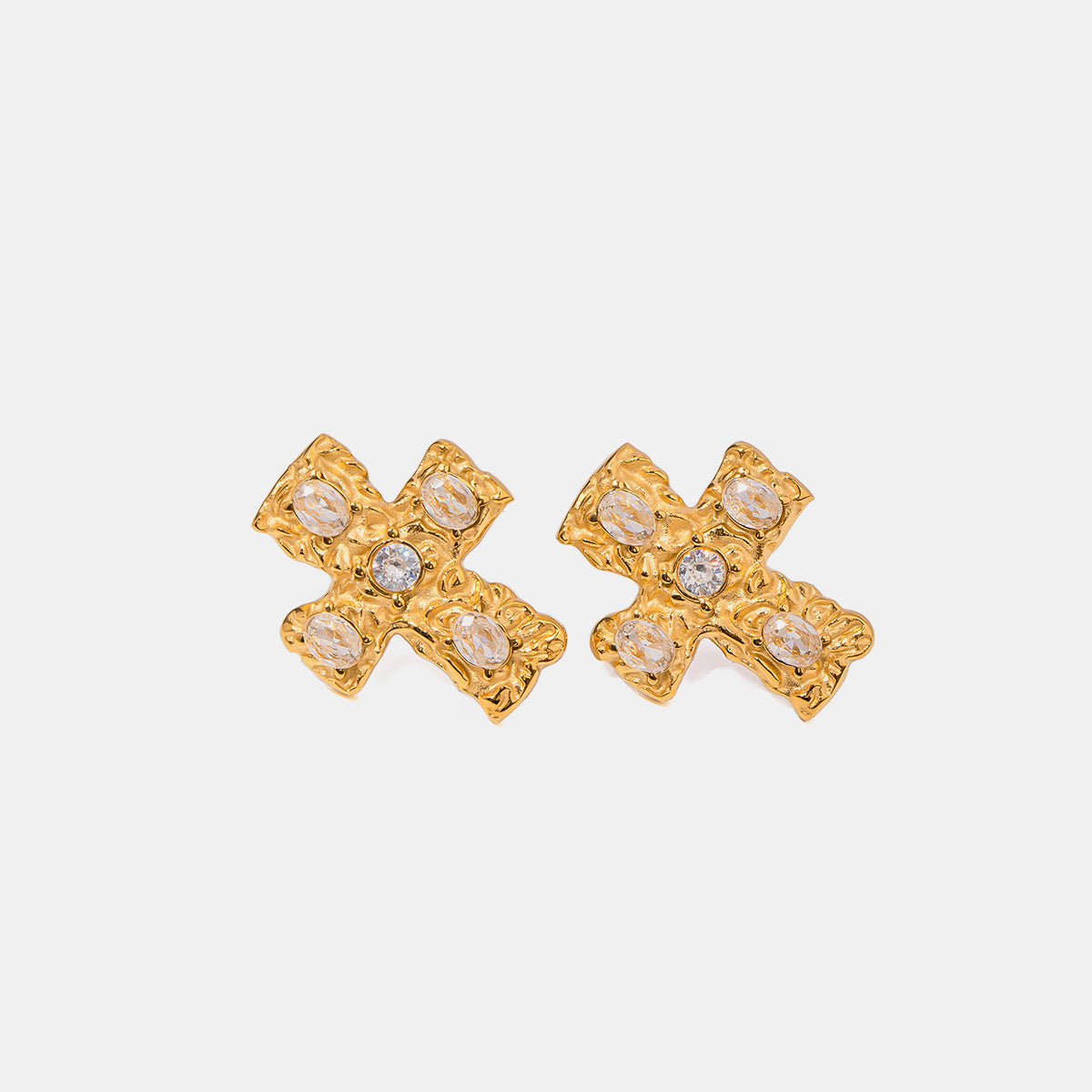 DCDI 18K Gold-Plated Zircon Cross Earrings