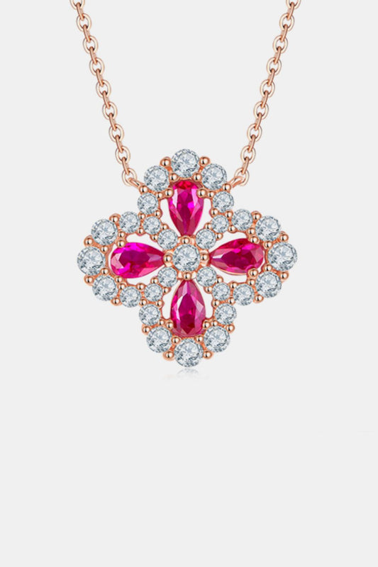 DCDI Element Of Gratitude Lab-Grown Ruby Flower Shape Necklace