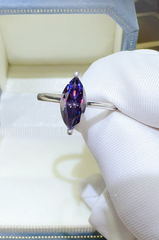 DCDI 2 Carat Violet Marquise Cut Moissanite 925 Sterling Silver Ring
