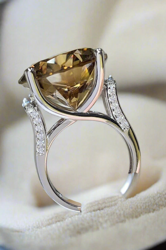 DCDI Golden 20 Carat Moissanite 925 Sterling Silver Ring
