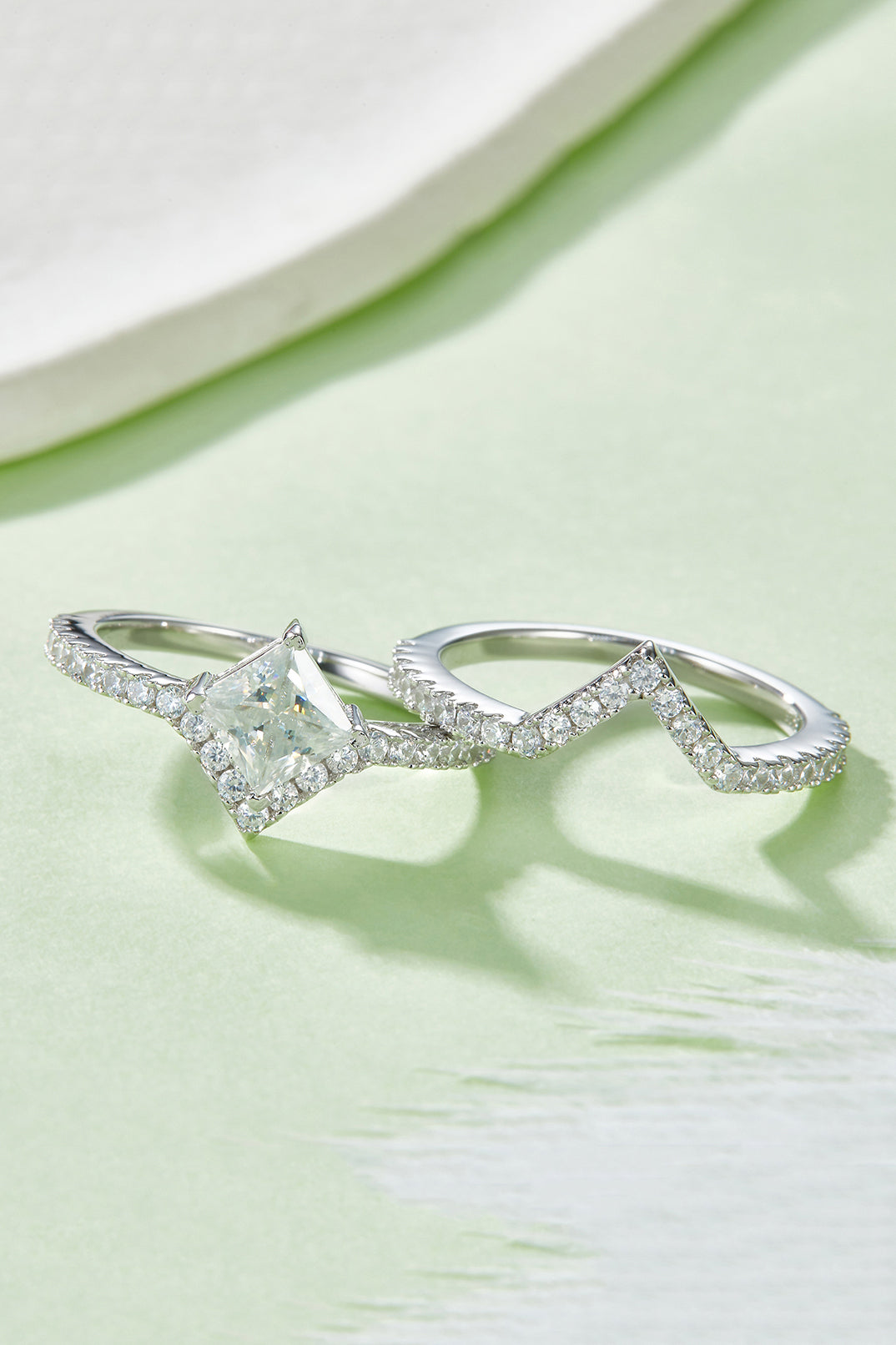 DCDI Victoriously 1 Carat Moissanite 925 Sterling Silver Diamond Stack Ring-set