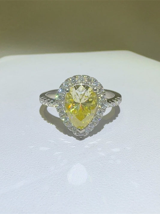 DCDI Canary Tears 2 Carat Moissanite 925 Sterling Silver Ring