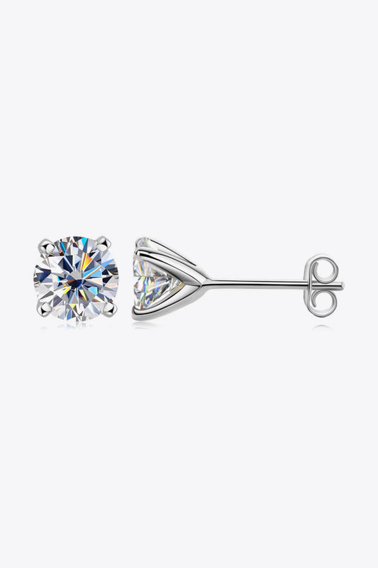 DCDI 925 Sterling Silver 1 Carat Moissanite 4-Prong Stud Earrings