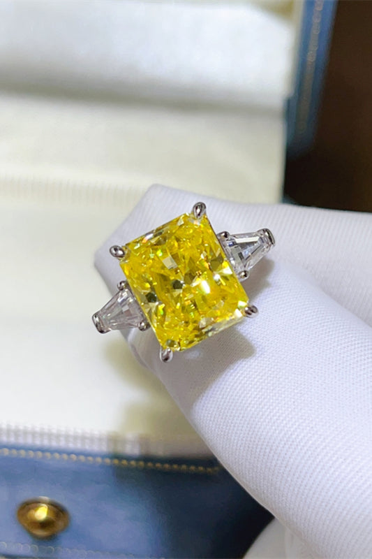 DCDI 5 Carat Emerald Cut Canary Yellow Moissanite 925SS Ring