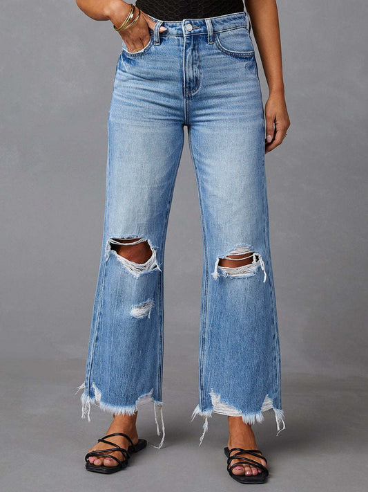 DS Designer 35263 Premium Distressed Raw Hem Jeans