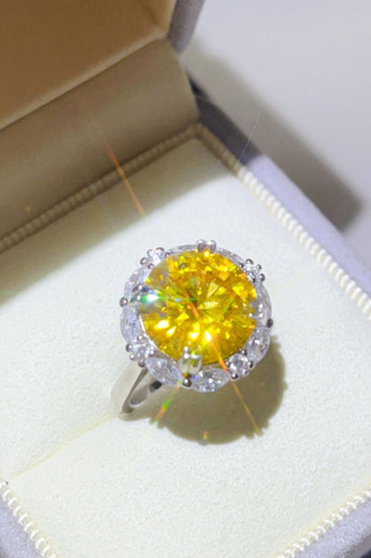 DCDI 5 Carat Yellow Moissanite 925 Sterling Silver Ring