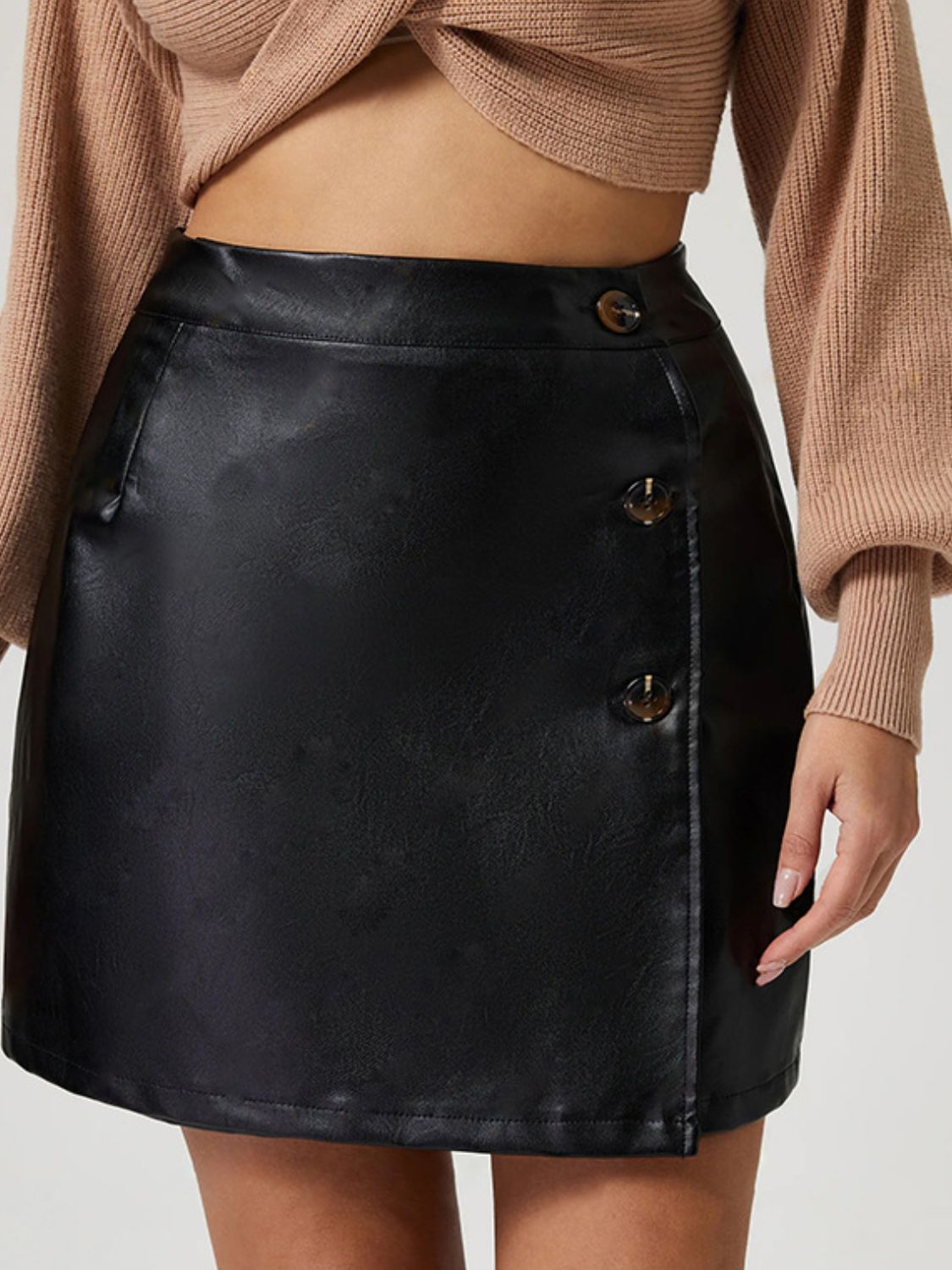 DS Maxine Side Buttoned High Waist Mini Skirt